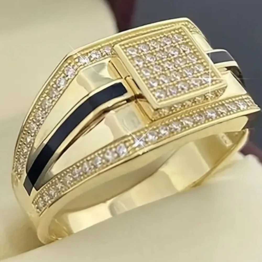 Gold and Black Men's Ring Sz 7